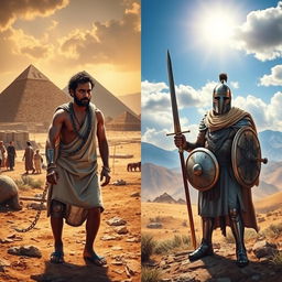 A dramatic contrast depicting the People of Israel in two distinct scenes