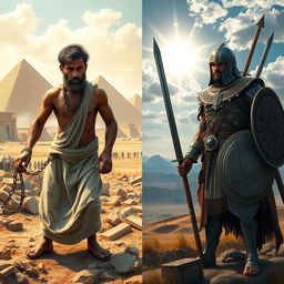 A dramatic contrast depicting the People of Israel in two distinct scenes