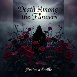 A captivating book cover for 'Death Among the Flowers'