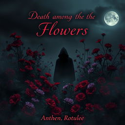 A captivating book cover for 'Death Among the Flowers'