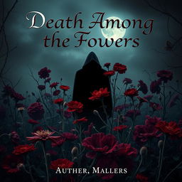 A captivating book cover for 'Death Among the Flowers'