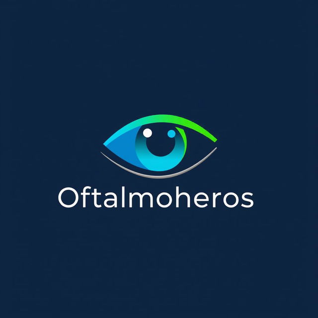 A sleek and modern logo for 'Oftalmoheros', designed with a focus on eye care and vision