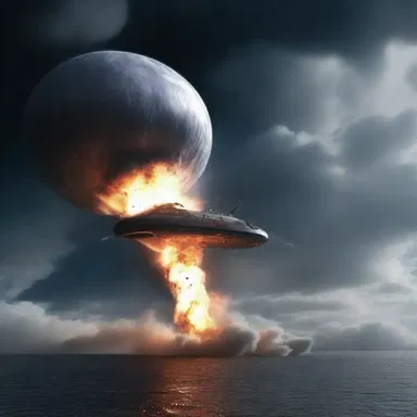 After the spaceship was hit by a meteor, the turbulence started to abate and the crew regained control.