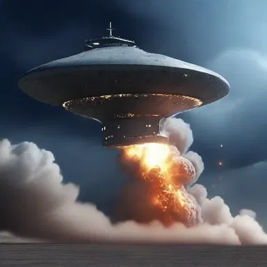 After the spaceship was hit by a meteor, the turbulence started to abate and the crew regained control.