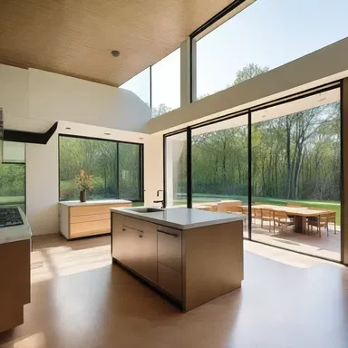 With the use of large windows and open floor plans, the architect created an abated sense of separation between indoor and outdoor spaces.