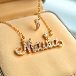 A stunning necklace featuring the name 'ماريا' (Maria) in elegant Arabic calligraphy
