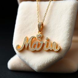 A stunning necklace featuring the name 'ماريا' (Maria) in elegant Arabic calligraphy