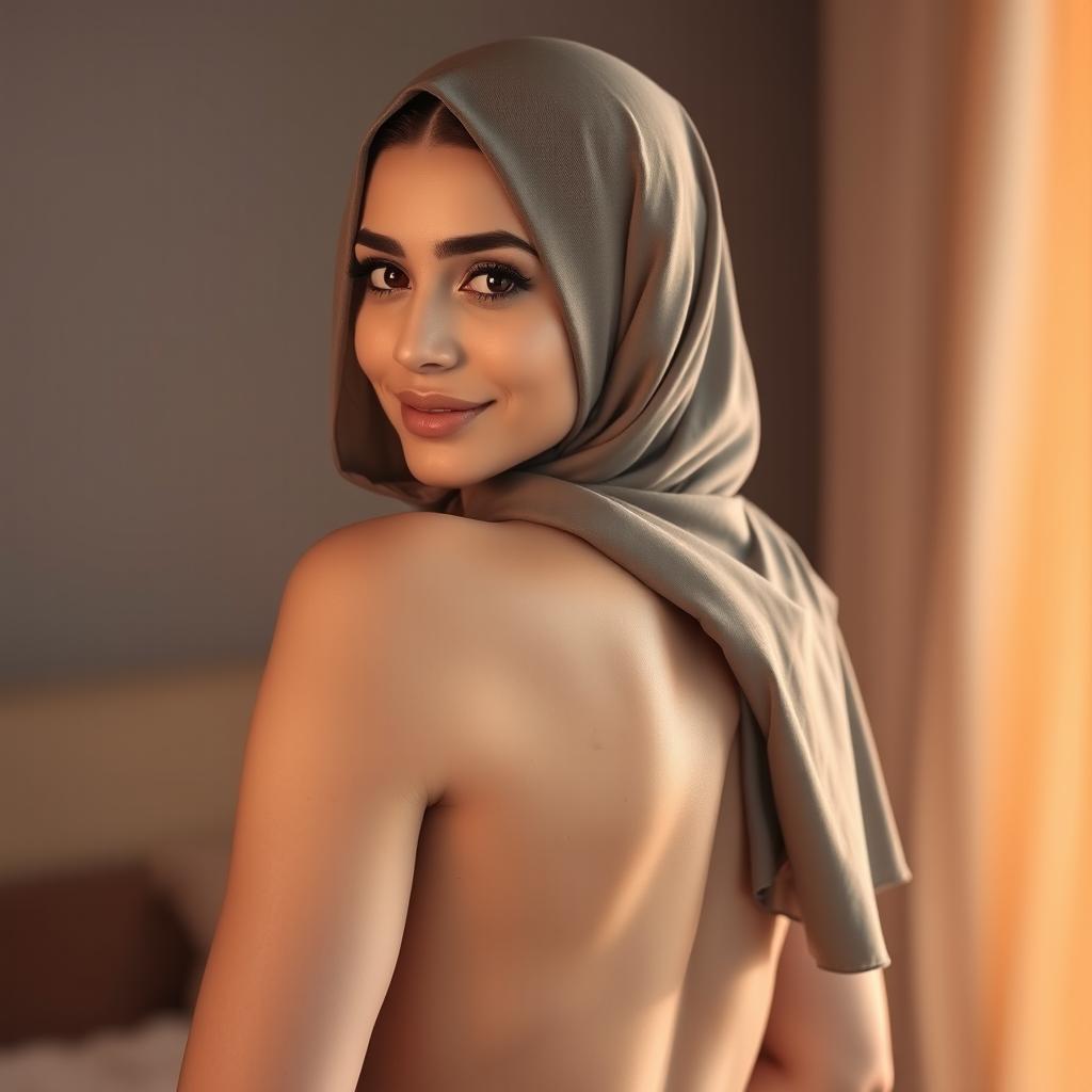 A beautiful Middle Eastern woman wearing a hijab, her face radiating grace and charm