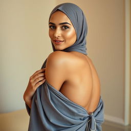 A beautiful Middle Eastern woman wearing a hijab, her face radiating grace and charm