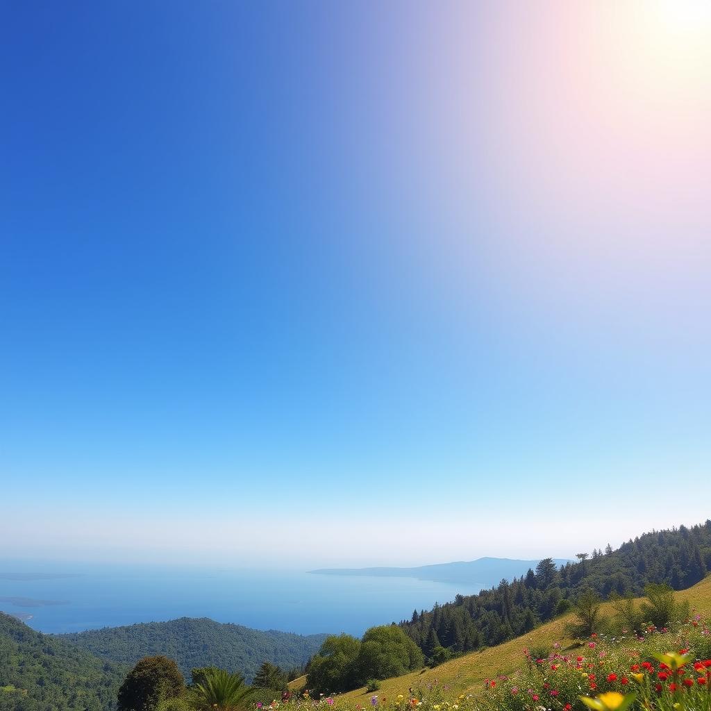A clean and clear landscape featuring a vast open sky with a gradient from light blue at the horizon to deep azure at the zenith