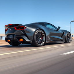 A highly detailed, realistic sports car equipped with a rocket drive, featuring sleek lines and an innovative design