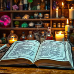 A photograph of an open grimoire, with magical dust swirling out of the pages
