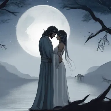 Under the moonlight, they found refuge within the abatis, holding each other tightly.