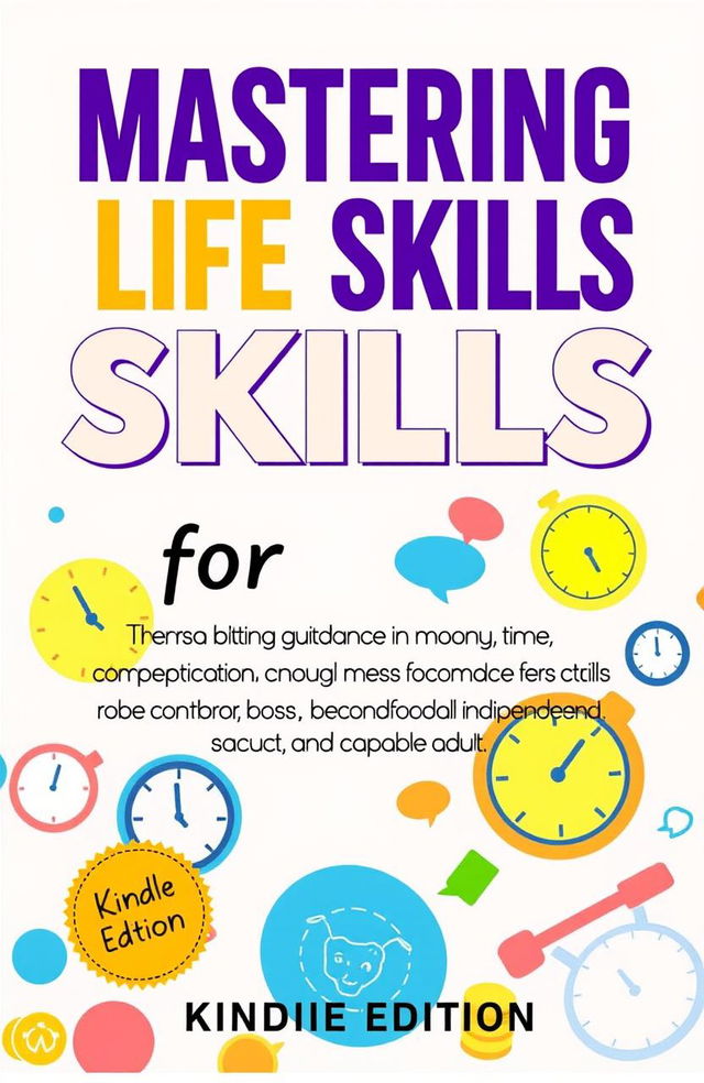 A vibrant and engaging book cover design for 'Mastering Life Skills for Teens'