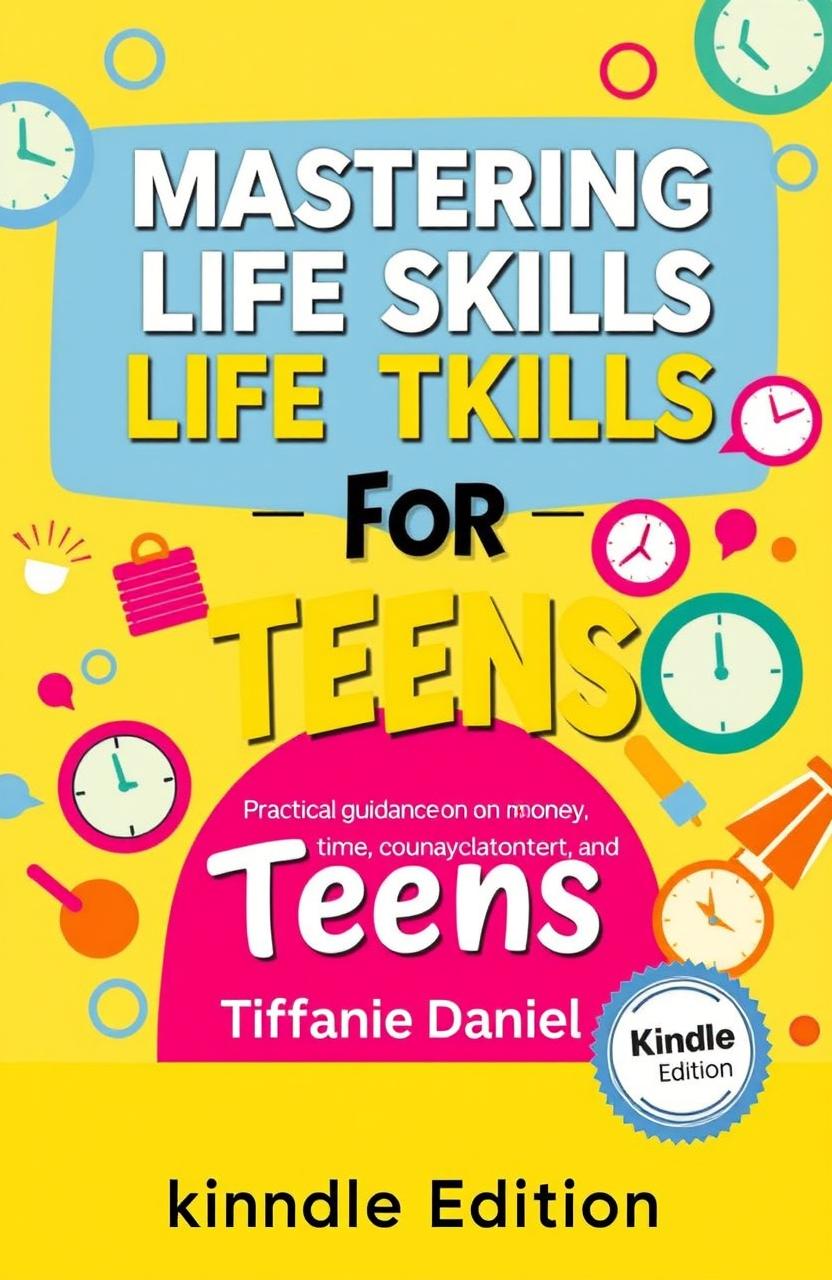 A vibrant and engaging book cover design for 'Mastering Life Skills for Teens'