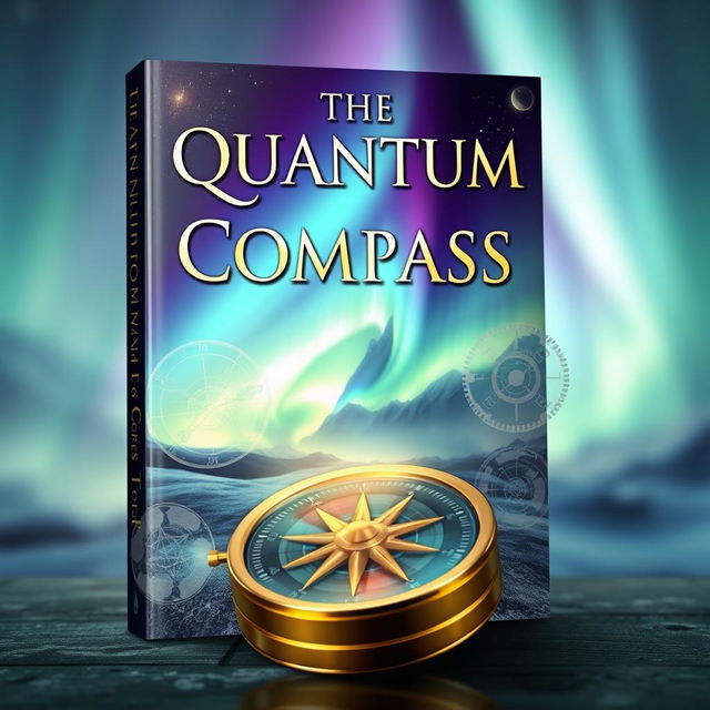 A captivating book cover design for a steampunk, sci-fi, and fantasy novel titled 'The Quantum Compass'