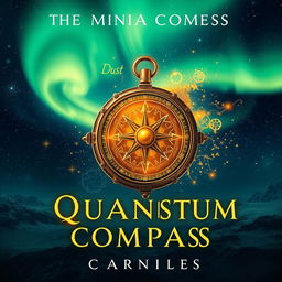 A full book cover design for a novel titled 'The Quantum Compass'