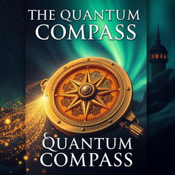 A full book cover design for a novel titled 'The Quantum Compass'