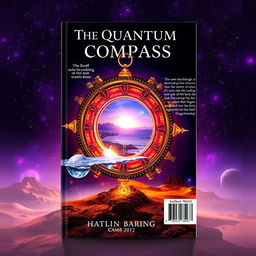 A front and back book cover for a novel titled 'The Quantum Compass'
