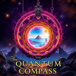 A front book cover for a novel titled 'The Quantum Compass'