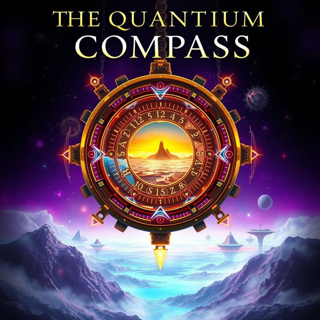 A front book cover for a novel titled 'The Quantum Compass'