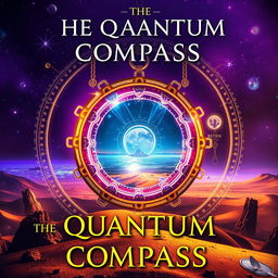 A front book cover for a novel titled 'The Quantum Compass'