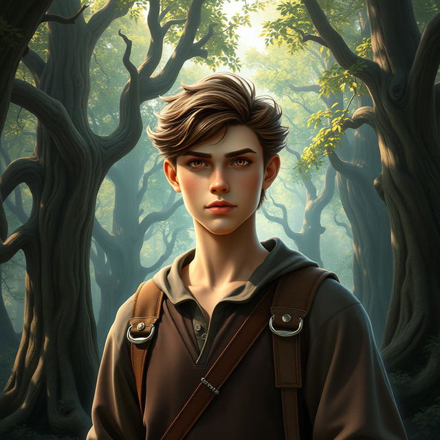 A fantasy book cover featuring a character who is the son of Hephaestus, resembling Noah Urrea