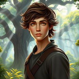 A fantasy book cover depicting a character who is the son of Hephaestus, resembling Noah Urrea