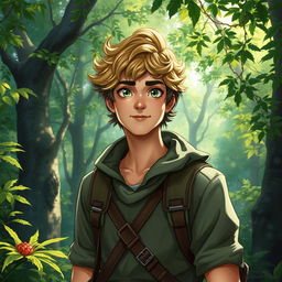 A fantasy book cover depicting a character who is the son of Hermes, aged 17