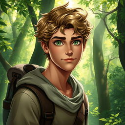 A fantasy book cover depicting a character who is the son of Hermes, aged 17