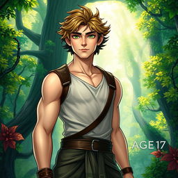 A fantasy book cover featuring a character who is the son of Hermes, aged 17
