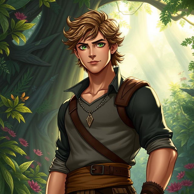 A fantasy book cover featuring a character who is the son of Hermes, aged 17