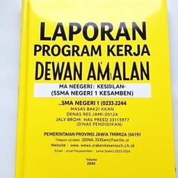 A creative and visually appealing hardcover design for a report with a bright yellow background