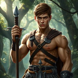 A fantasy book cover featuring a character who is the son of Ares, aged 17