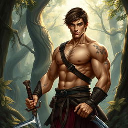 A fantasy book cover featuring a character who is the son of Ares, aged 17