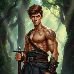 A fantasy book cover featuring a character who is the son of Ares, aged 17