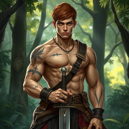 A fantasy book cover featuring a character who is the son of Ares, aged 17