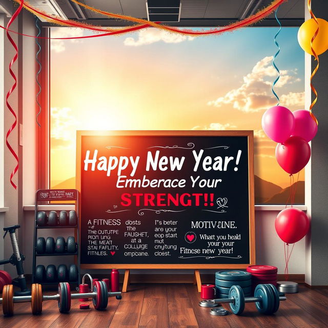 A vibrant and uplifting New Year wishes photo that embodies the spirit of motivation and fitness