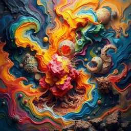 A visually captivating and imaginative interpretation of 'Kaos', featuring swirling colors and dynamic abstract patterns that express a sense of chaos and energy