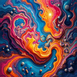 A visually captivating and imaginative interpretation of 'Kaos', featuring swirling colors and dynamic abstract patterns that express a sense of chaos and energy