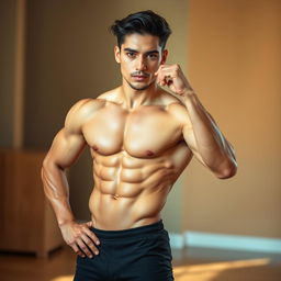 A fit and athletic person in an elegant pose, showcasing a well-defined physique