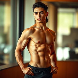 A fit and athletic person in an elegant pose, showcasing a well-defined physique