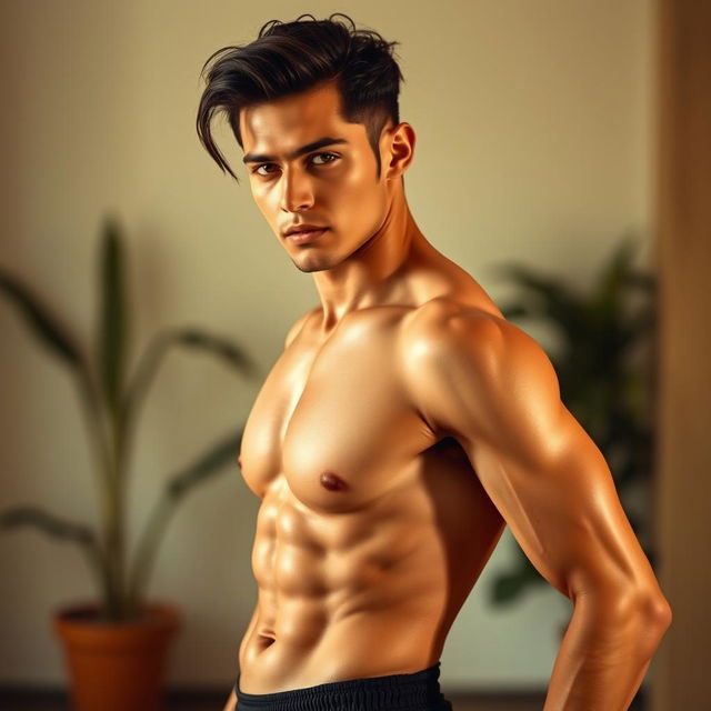 A fit and athletic person in an elegant pose, showcasing a well-defined physique