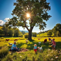 A picturesque rural scene showcasing a vibrant natural landscape