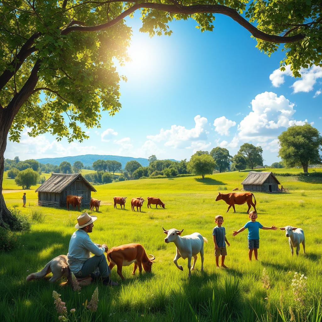 A picturesque rural scene showcasing a vibrant natural landscape