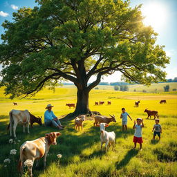 A picturesque rural scene showcasing a vibrant natural landscape