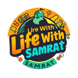 A modern and vibrant logo for a vlog channel named 'Life With Samrat'