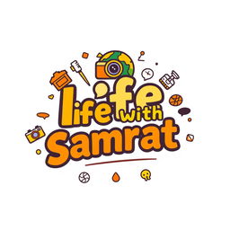 A modern and vibrant logo for a vlog channel named 'Life With Samrat'