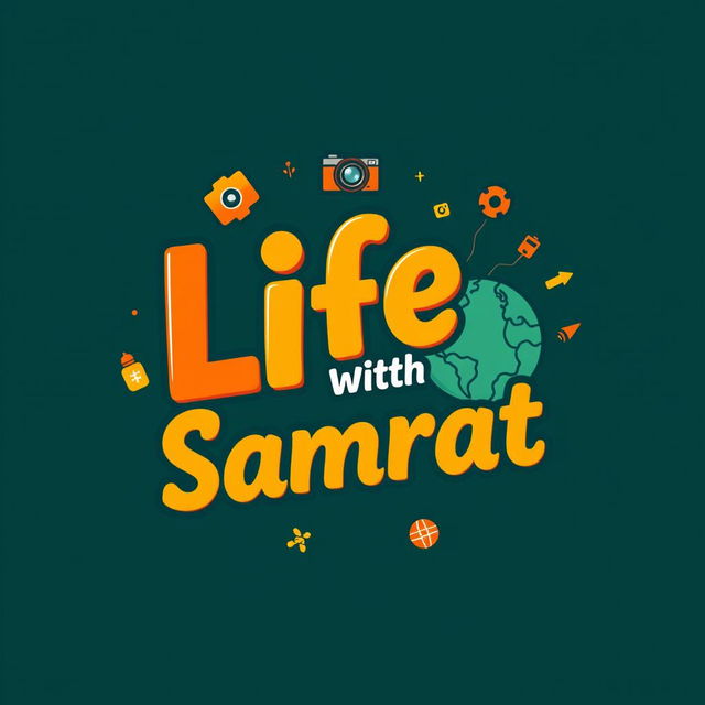 A modern and vibrant logo for a vlog channel named 'Life With Samrat'