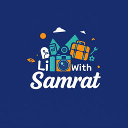 A modern and stylish logo for a vlog channel named 'Life With Samrat'